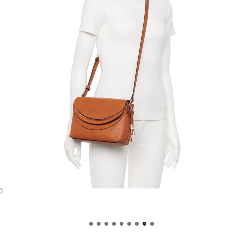Lauren Conrad Nude Pink Crossbody Bag with Curved Shape and Decorative Flap - Picture 5 of 5
